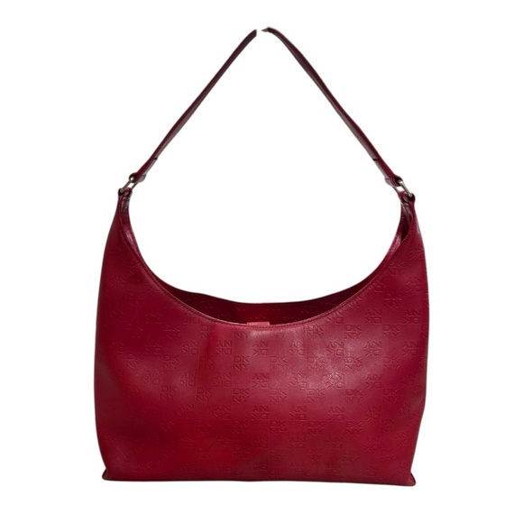 Vintage DKNY Red Leather Monogram Shoulder Bag – Y2K Vibes - Picture 1 of 14